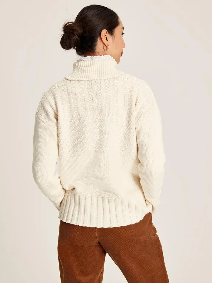 Joules Joyce 8211 Cream Roll Neck Jumper Women Knitwear
