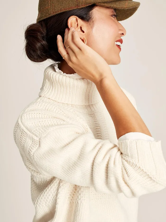 Joules Joyce 8211 Cream Roll Neck Jumper Women Knitwear