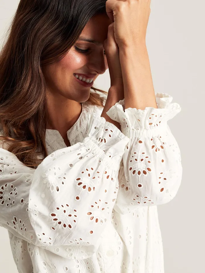 Joules Juliana 8211 Chalk White Broderie Dress Women Dresses Joules Juliana 8211 Chalk White Broderie Dress Women Dresses