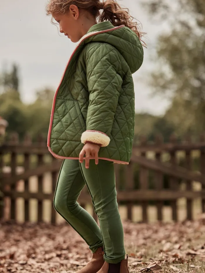 Joules Kali 8211 Cream Showerproof Reversible Quilted And Fleece Jacket Girls Coats and Jackets