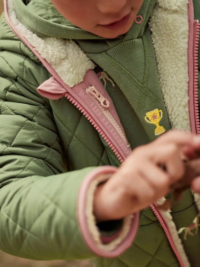 Joules Kali 8211 Cream Showerproof Reversible Quilted And Fleece Jacket Girls Coats and Jackets