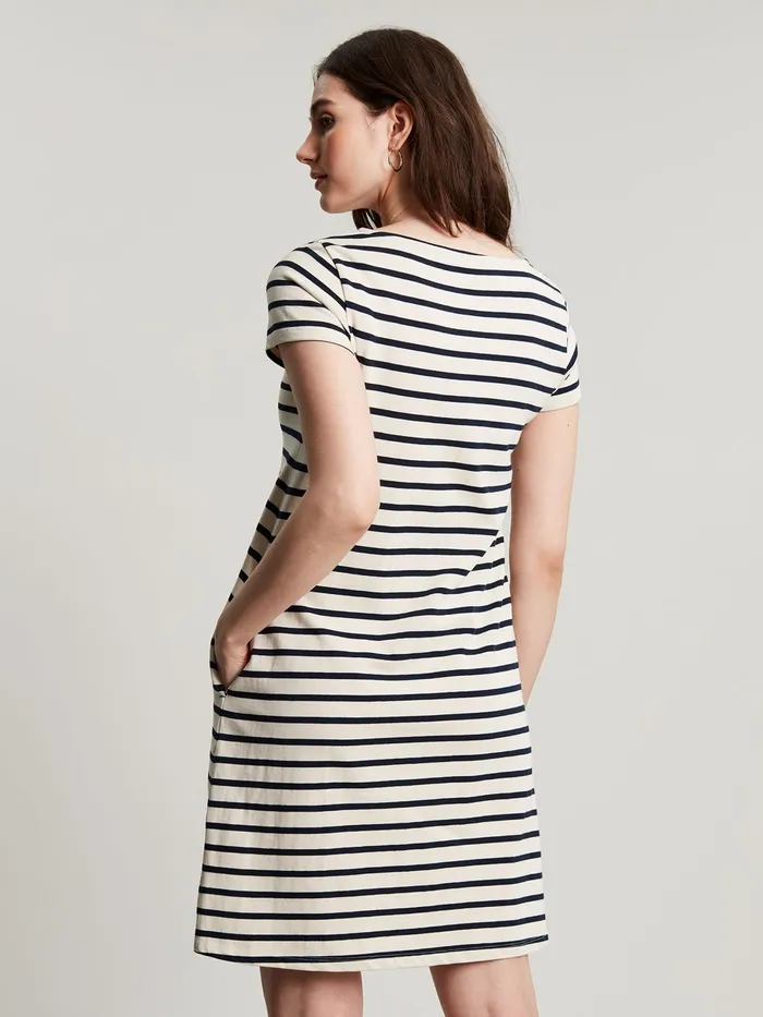 Joules Kea 8211 Navy Striped Henley Button Down ALine Dress Women Dresses