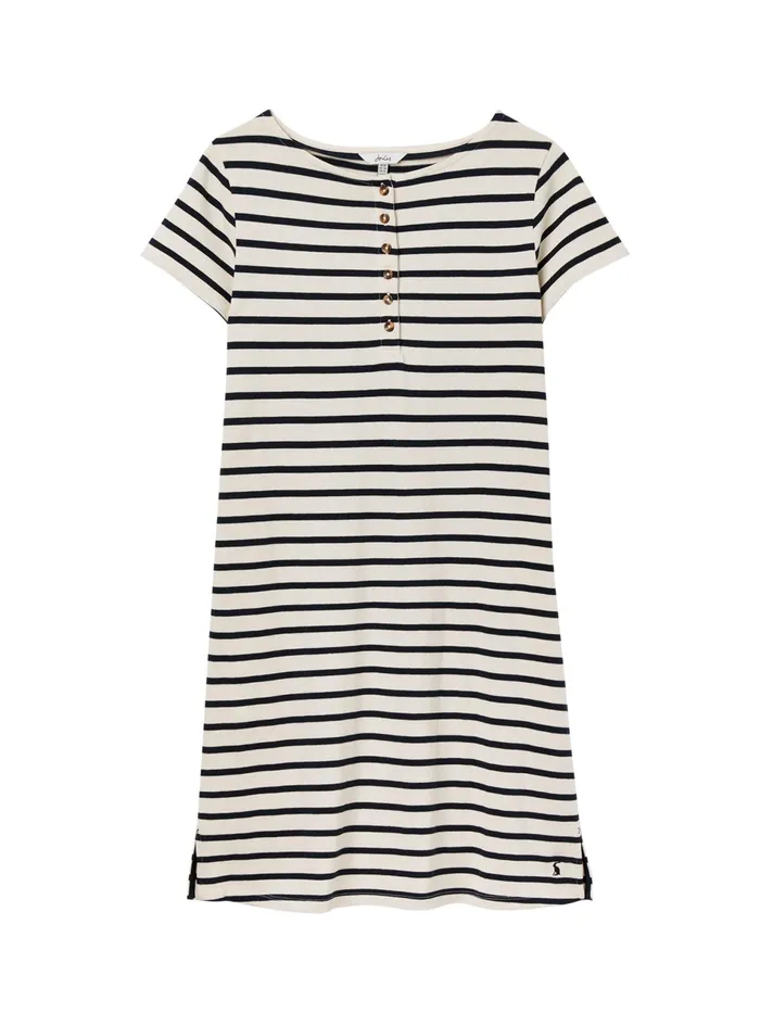 Joules Kea 8211 Navy Striped Henley Button Down ALine Dress Women Dresses