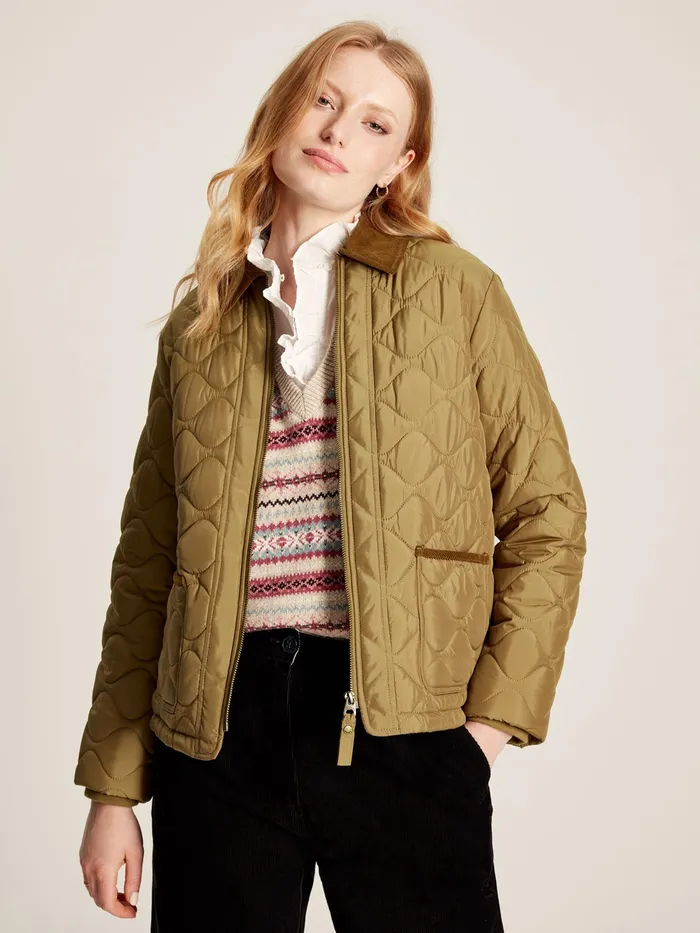 Joules Lockwood 8211 Brown Onion Quilt Jacket Women Coats and Jackets