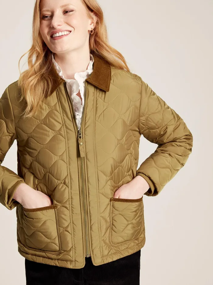 Joules Lockwood 8211 Brown Onion Quilt Jacket Women Coats and Jackets