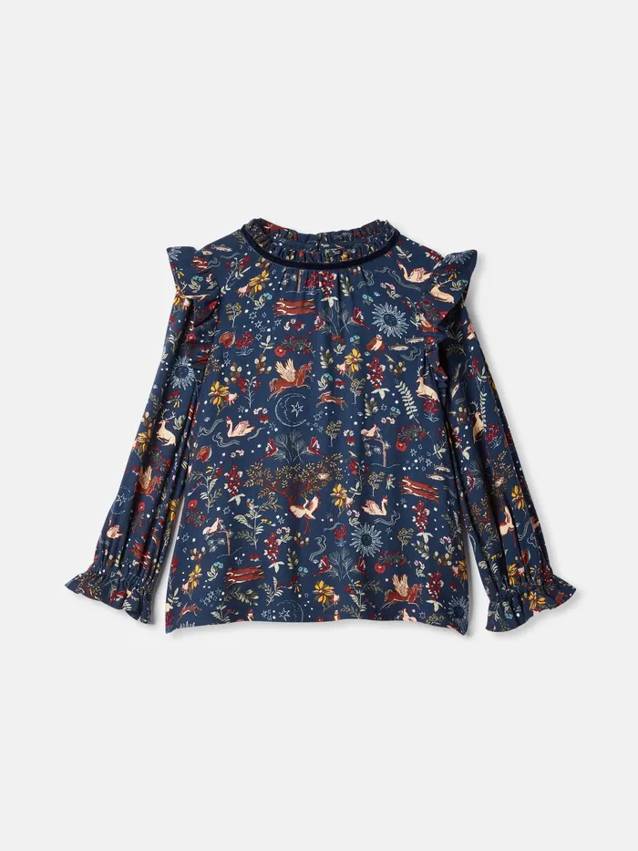 Joules Lottie 8211 Navy Printed Swing Blouse Girls Tops and Tshirts