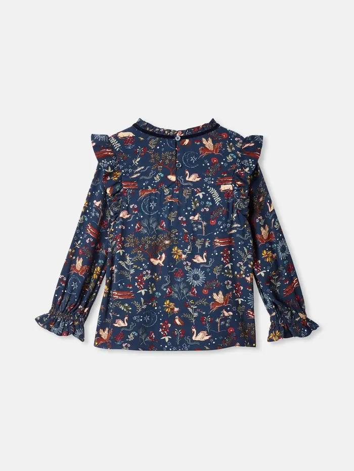 Joules Lottie 8211 Navy Printed Swing Blouse Girls Tops and Tshirts