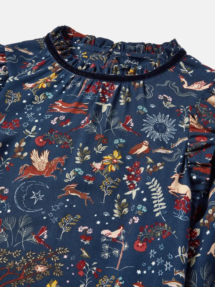 Joules Lottie 8211 Navy Printed Swing Blouse Girls Tops and Tshirts
