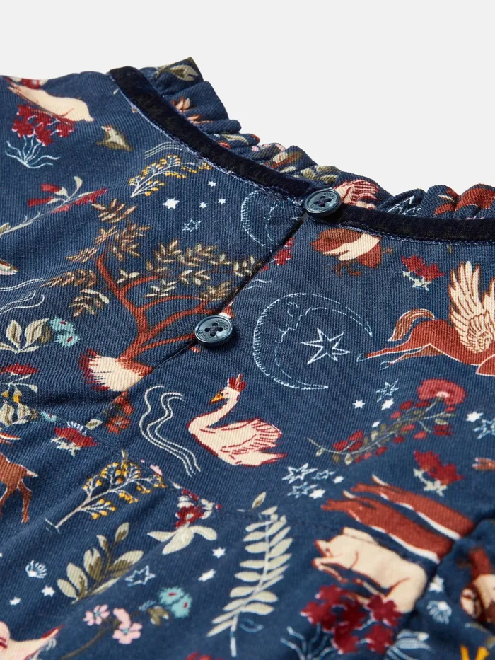 Joules Lottie 8211 Navy Printed Swing Blouse Girls Tops and Tshirts