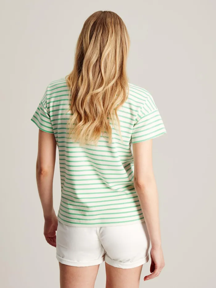 Joules Macey 8211 Green Striped Short Sleeve TShirt Women Tops