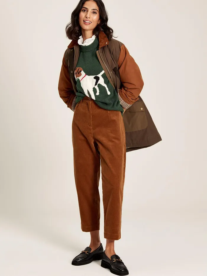 Joules Margot 8211 Green Dog Intarsia Knit Jumper Women Knitwear