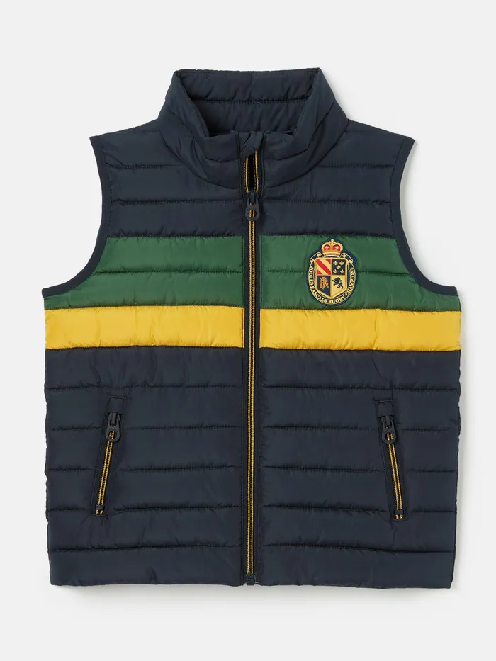 Joules Matchday 8211 Navy Blue Colourblock Showerproof Gilet Boys Gilets