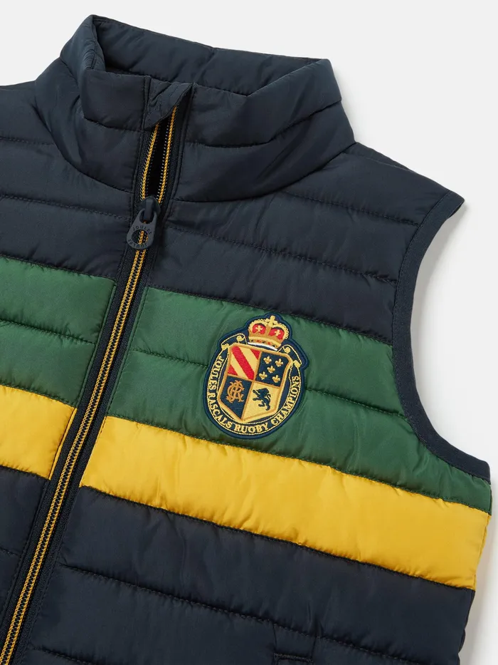 Joules Matchday 8211 Navy Blue Colourblock Showerproof Gilet Boys Gilets