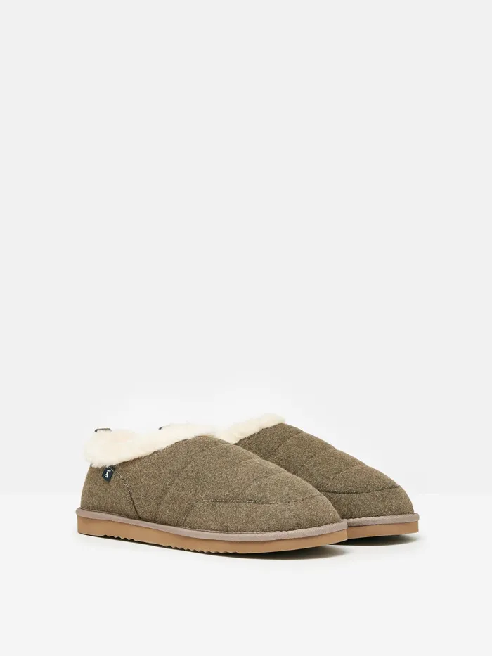 Joules Men039s Lazydays 8211 Tan Brown Faux Fur Lined Slippers Men Nightwear