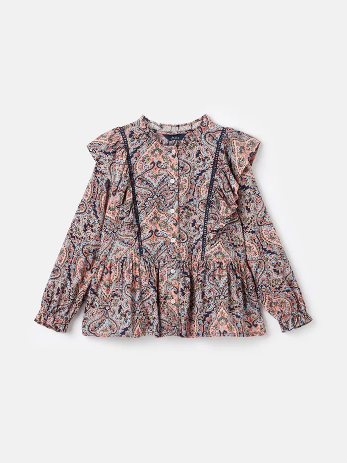 Joules Mia 8211 Pink Long Sleeve Paisley Blouse Girls Tops and Tshirts