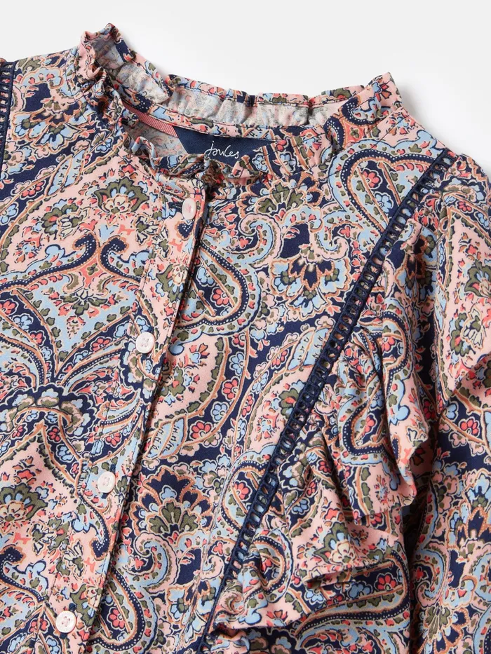 Joules Mia 8211 Pink Long Sleeve Paisley Blouse Girls Tops and Tshirts