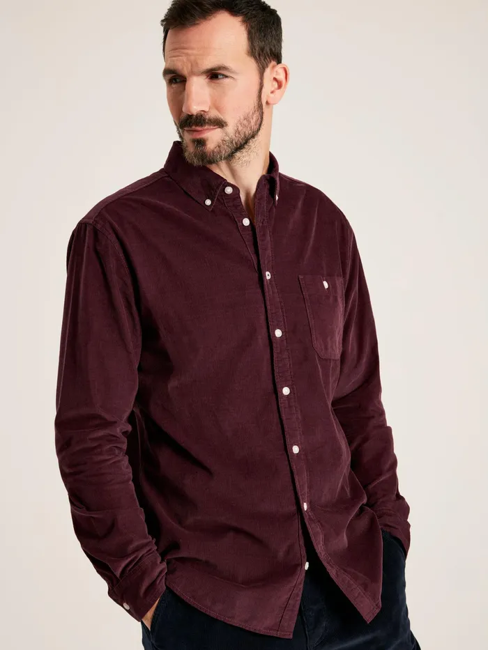 Joules Miller 8211 Wine Classic Fit Cord Shirt Men Shirts