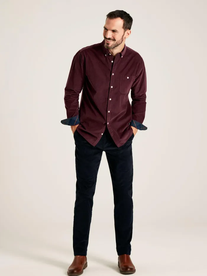 Joules Miller 8211 Wine Classic Fit Cord Shirt Men Shirts