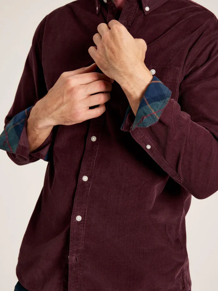 Joules Miller 8211 Wine Classic Fit Cord Shirt Men Shirts