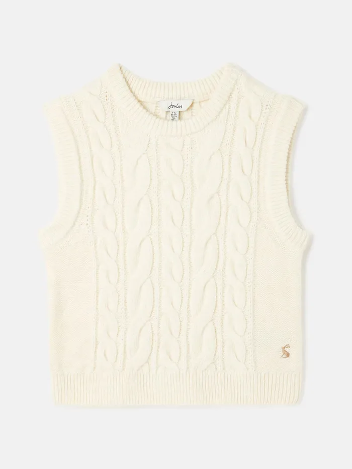 Joules Millie 8211 Cream Knitted Vest Girls Knitwear