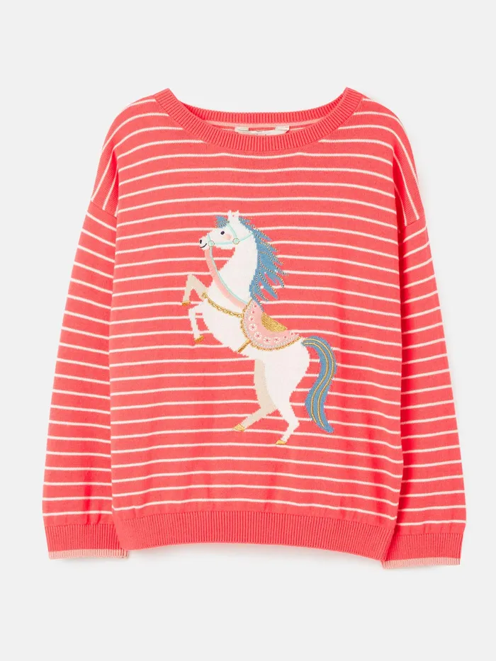 Joules Miranda 8211 Pink Intarsia Jumper Girls Knitwear