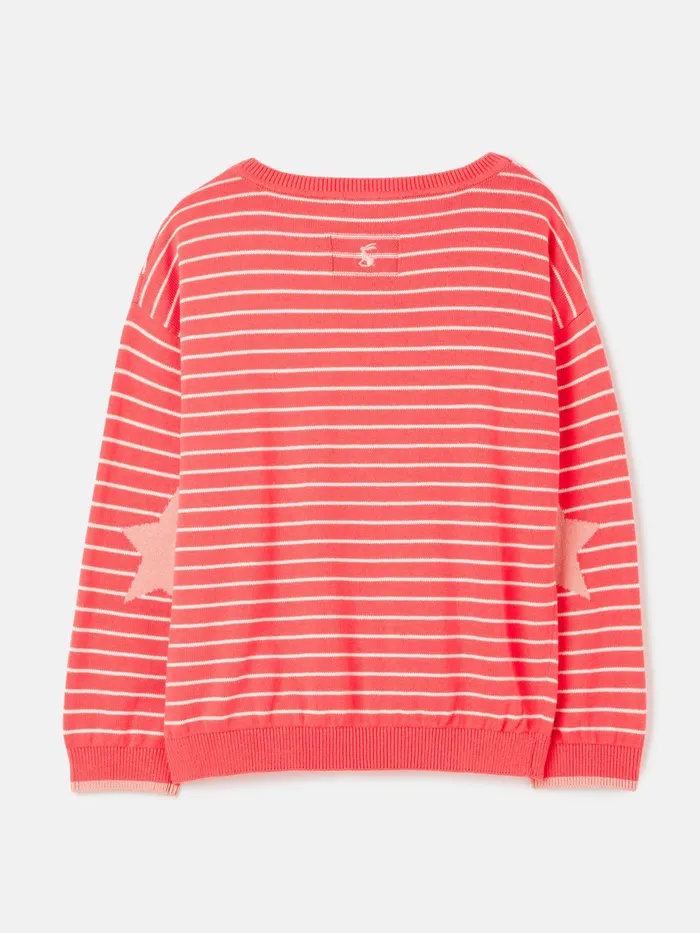 Joules Miranda 8211 Pink Intarsia Jumper Girls Knitwear