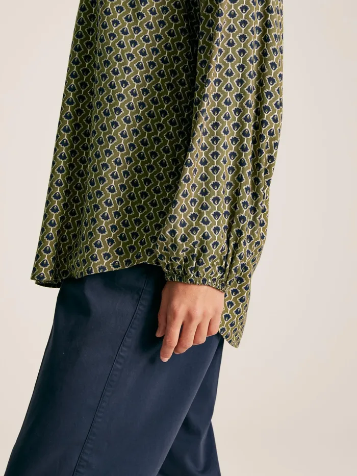 Joules Myra 8211 Green Curved Yoke Blouse Women Shirts and Blouses