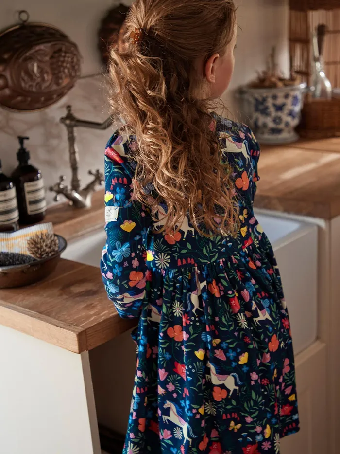 Joules Nancy 8211 Navy Blue Long Sleeve Jersey Dress With Pockets Girls Dresses