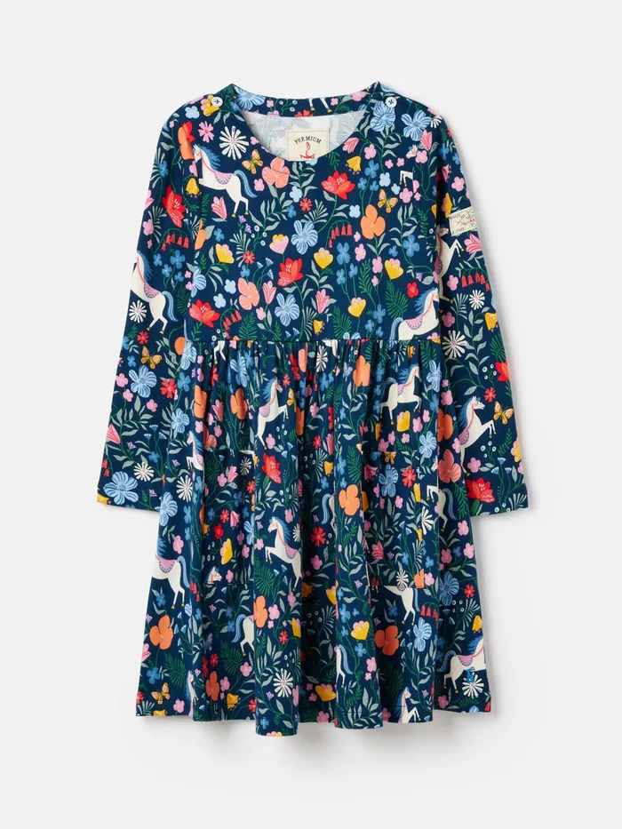 Joules Nancy 8211 Navy Blue Long Sleeve Jersey Dress With Pockets Girls Dresses