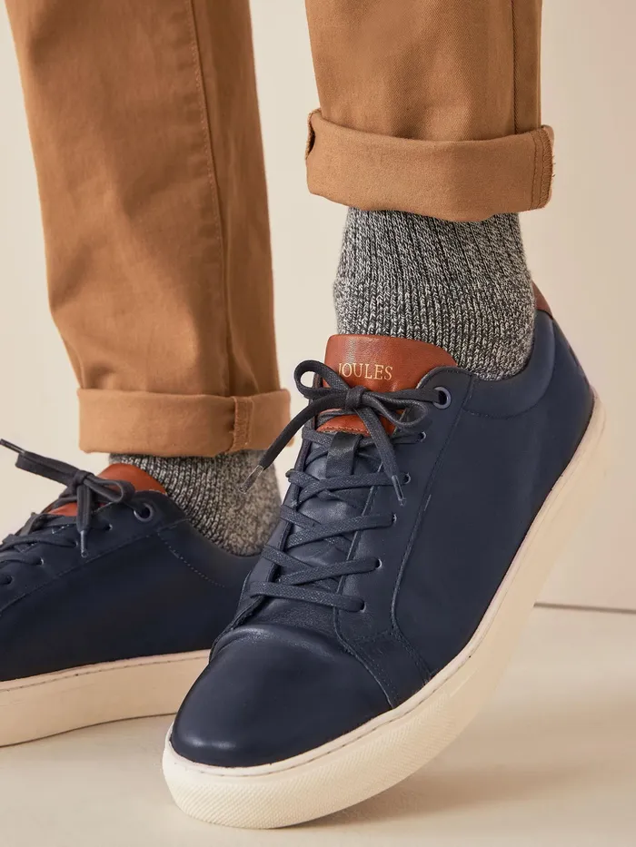 Joules Navy Blue Leather Trainers Men Trainers