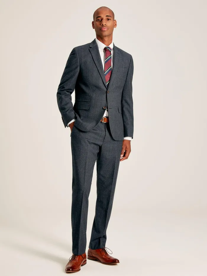 Joules Navy Slim Fit Wool Suit Trousers Men Suits
