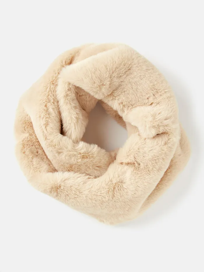 Joules Nelle 8211 Oatmeal Faux Fur Snood Scarf Women Scarves