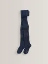 Joules Next Navy Cotton Rich Cable Tights Girls Socks