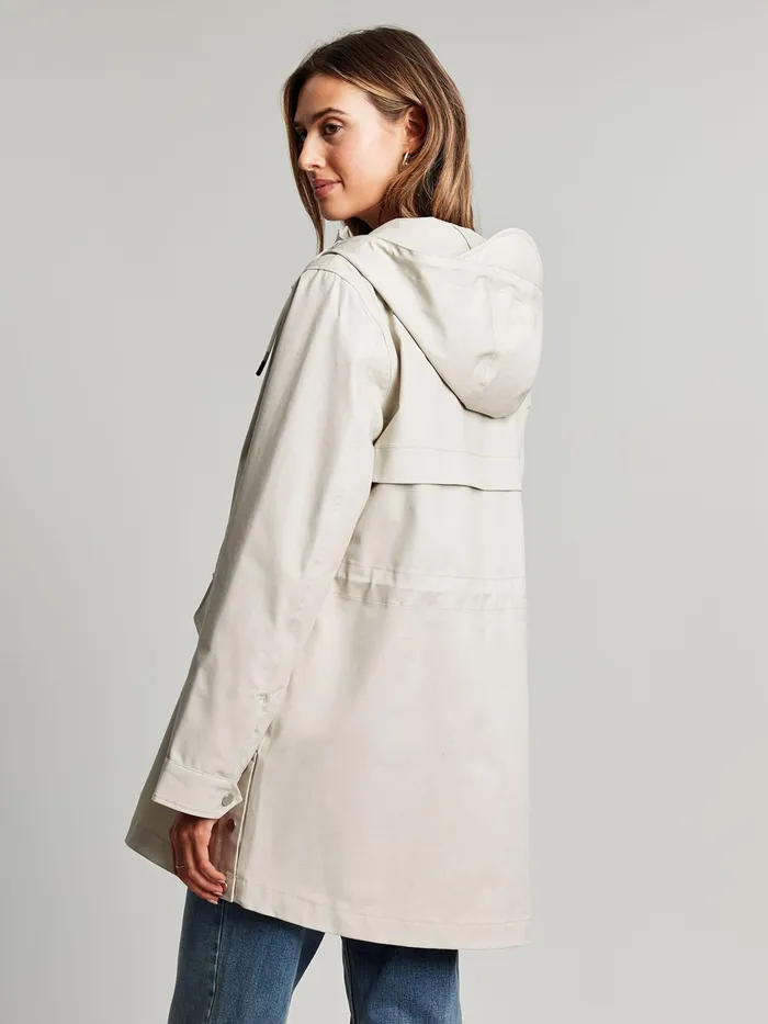 Joules Padstow 8211 Neutral Waterproof Raincoat With Hood Women Coats and Jackets