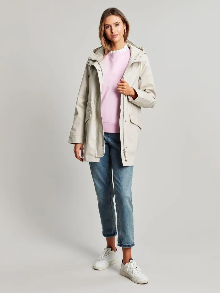Joules Padstow 8211 Neutral Waterproof Raincoat With Hood Women Coats and Jackets