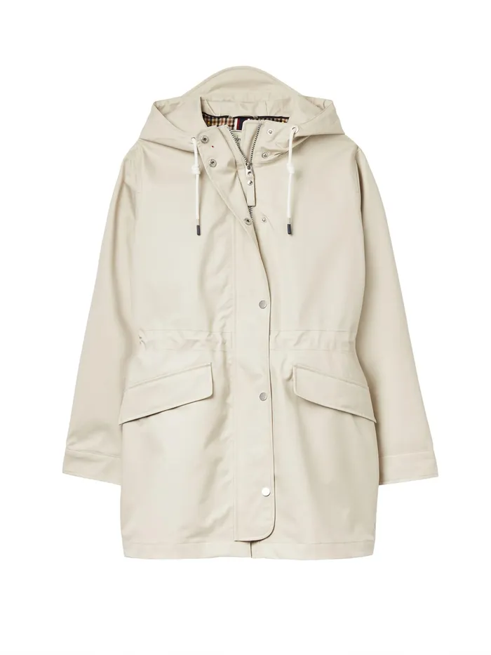 Joules Padstow 8211 Neutral Waterproof Raincoat With Hood Women Coats and Jackets