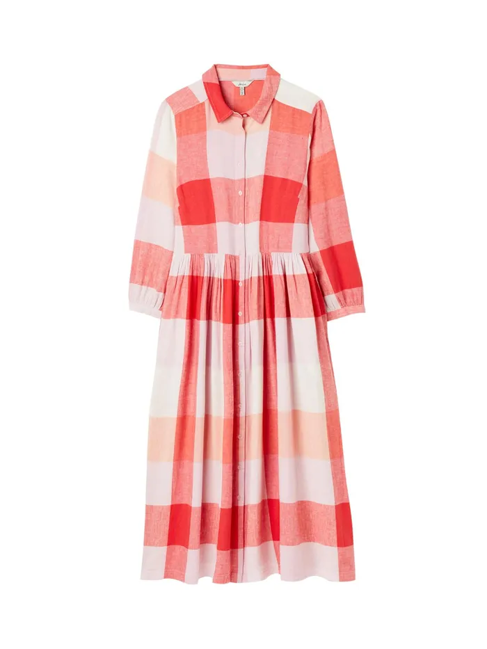 Joules Pink Linen Blend Shirt Dress Women Dresses
