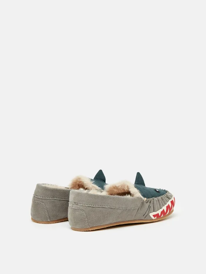 Joules Quinn 8211 Navy Shark Moccasin Slippers Boys Nightwear