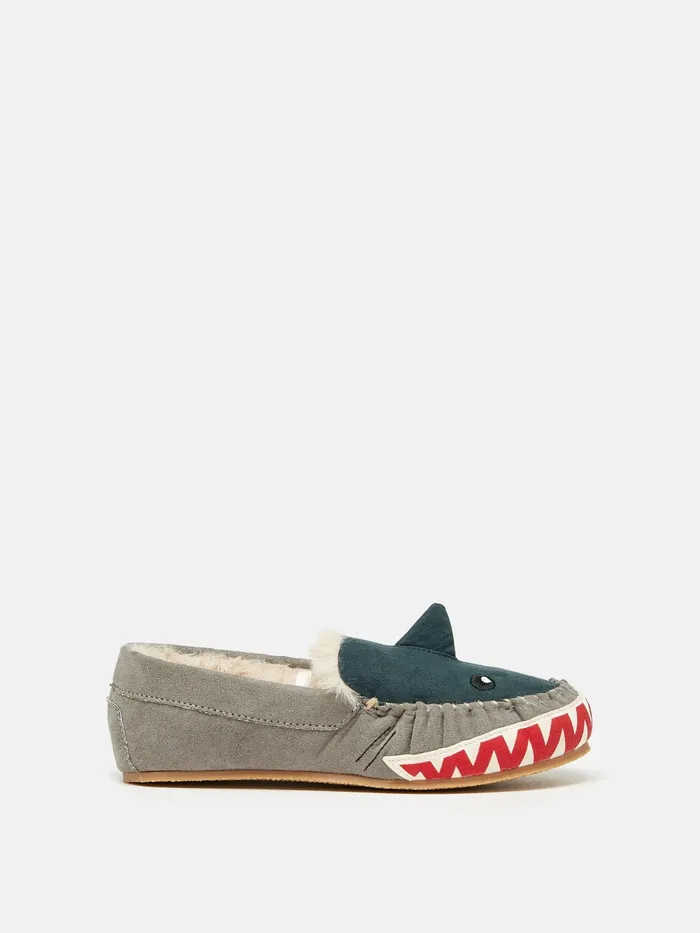 Joules Quinn 8211 Navy Shark Moccasin Slippers Boys Nightwear