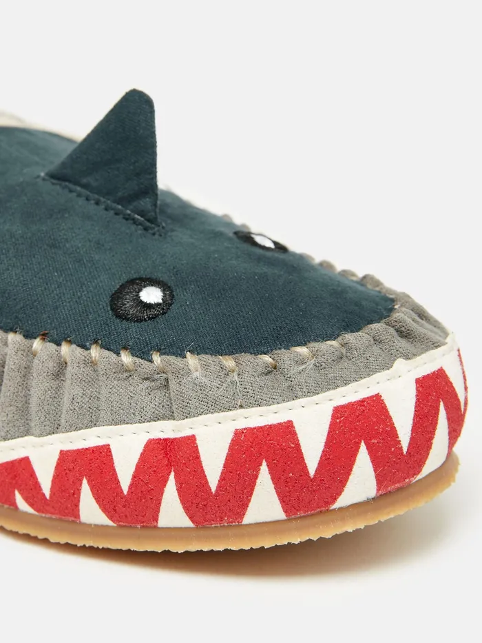 Joules Quinn 8211 Navy Shark Moccasin Slippers Boys Nightwear