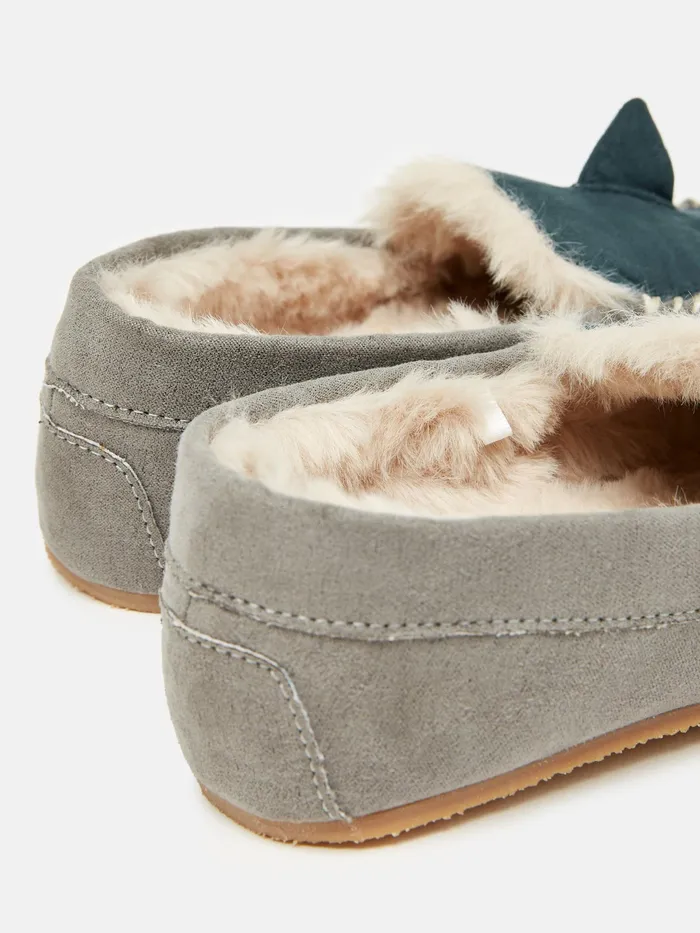 Joules Quinn 8211 Navy Shark Moccasin Slippers Boys Nightwear