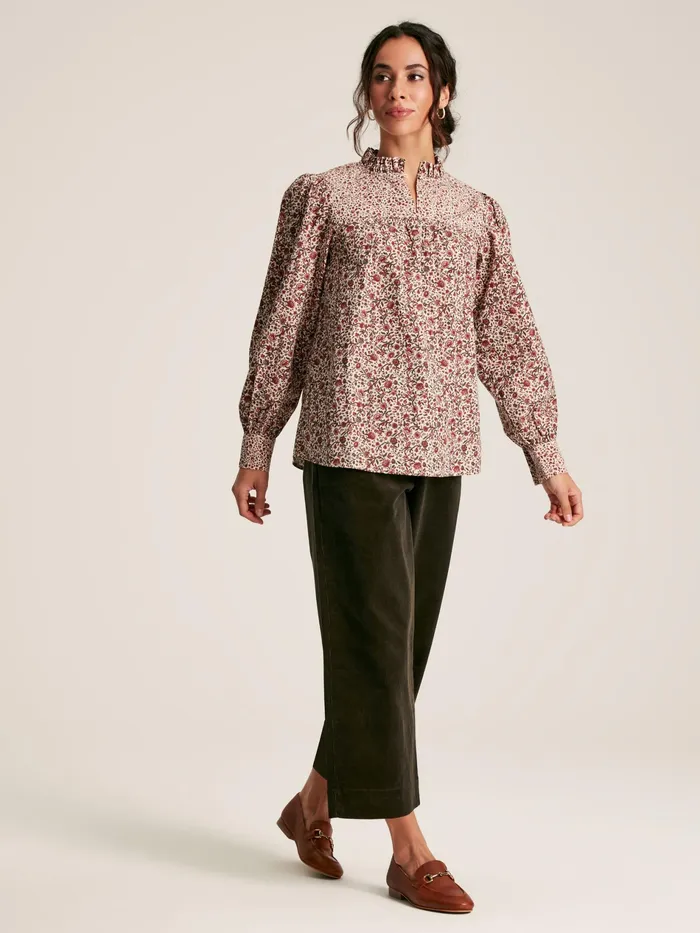 Joules Rhea 8211 CreamRed Frill Neck Blouse Women Shirts and Blouses