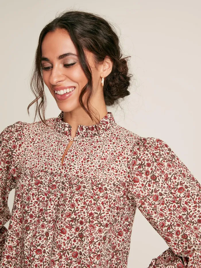 Joules Rhea 8211 CreamRed Frill Neck Blouse Women Shirts and Blouses