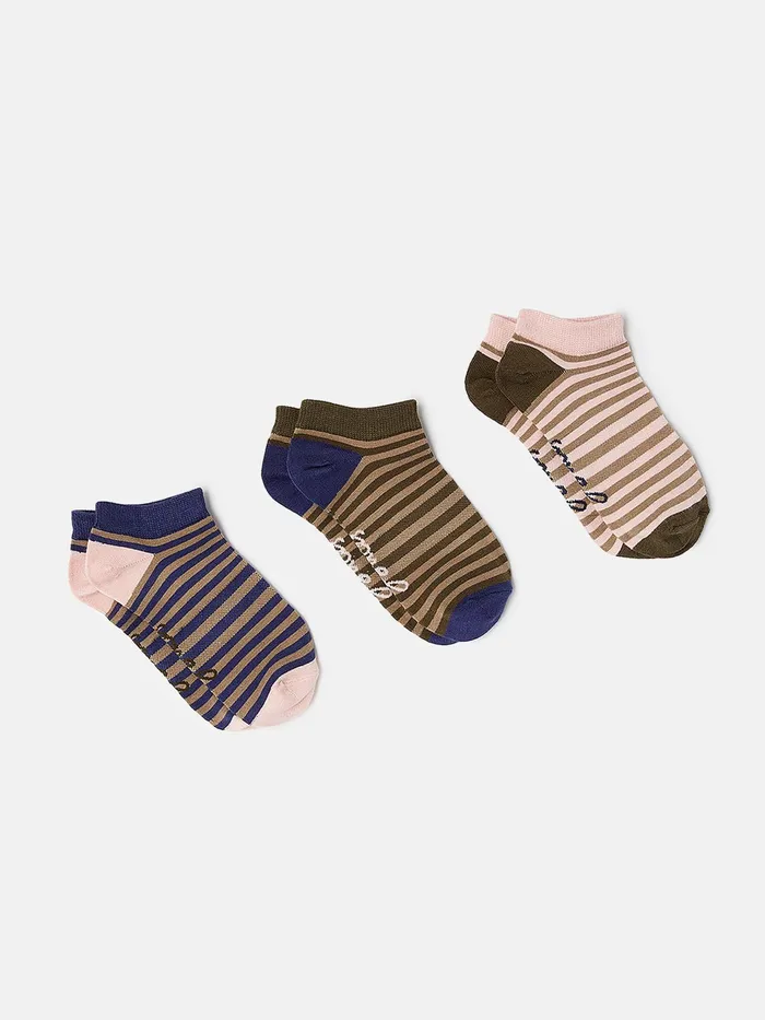 Joules Rilla 8211 Pink 3 Pack Trainer Socks Women Socks and Tights