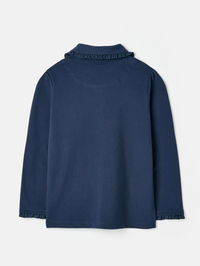 Joules Rylie 8211 Navy Blue Long Sleeved Polo Shirt Girls Tops and Tshirts