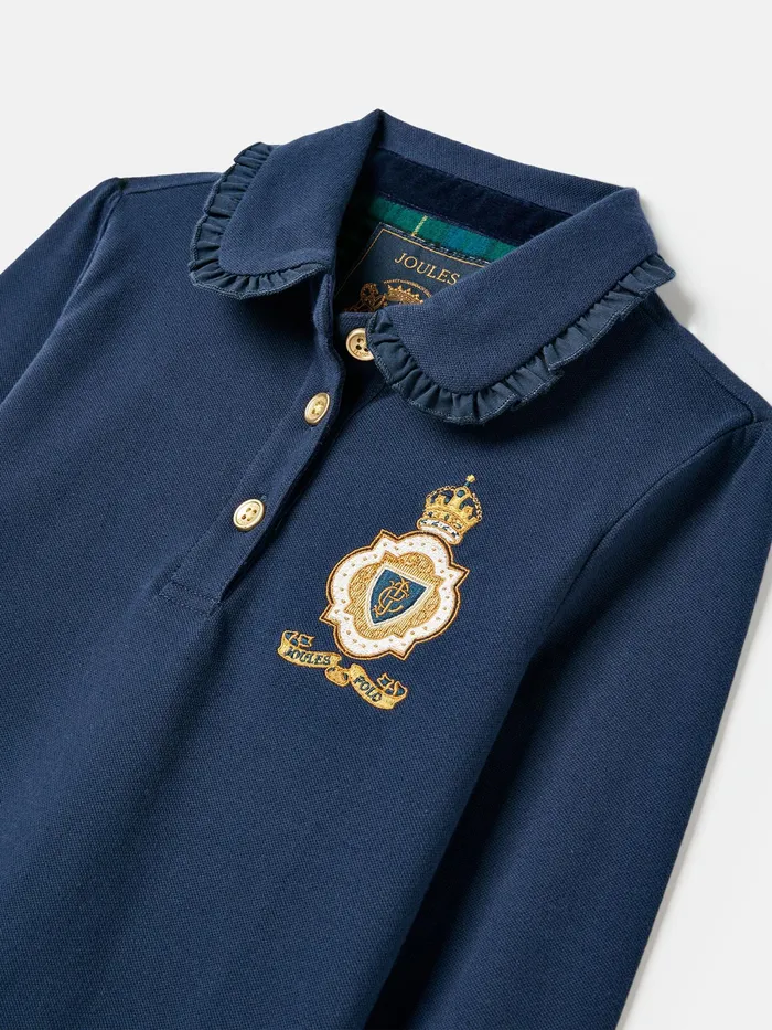 Joules Rylie 8211 Navy Blue Long Sleeved Polo Shirt Girls Tops and Tshirts