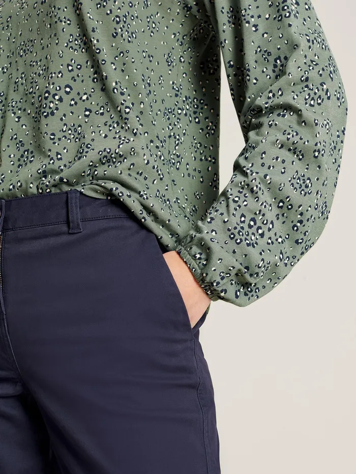 Joules Samara 8211 Green Jersey Frill Sleeve Top Women Tops