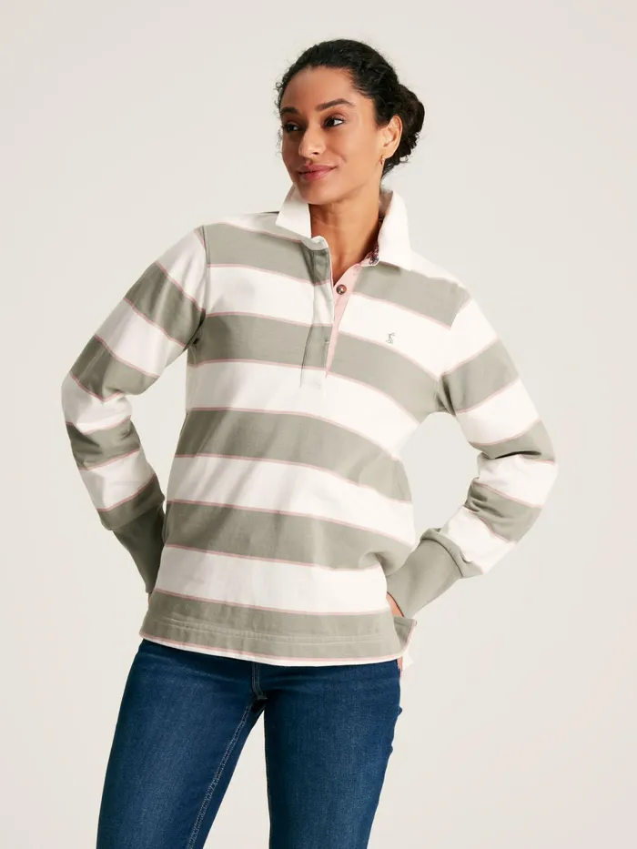 Joules Sammie 8211 GreenEcru Rugby Shirt Women Tops