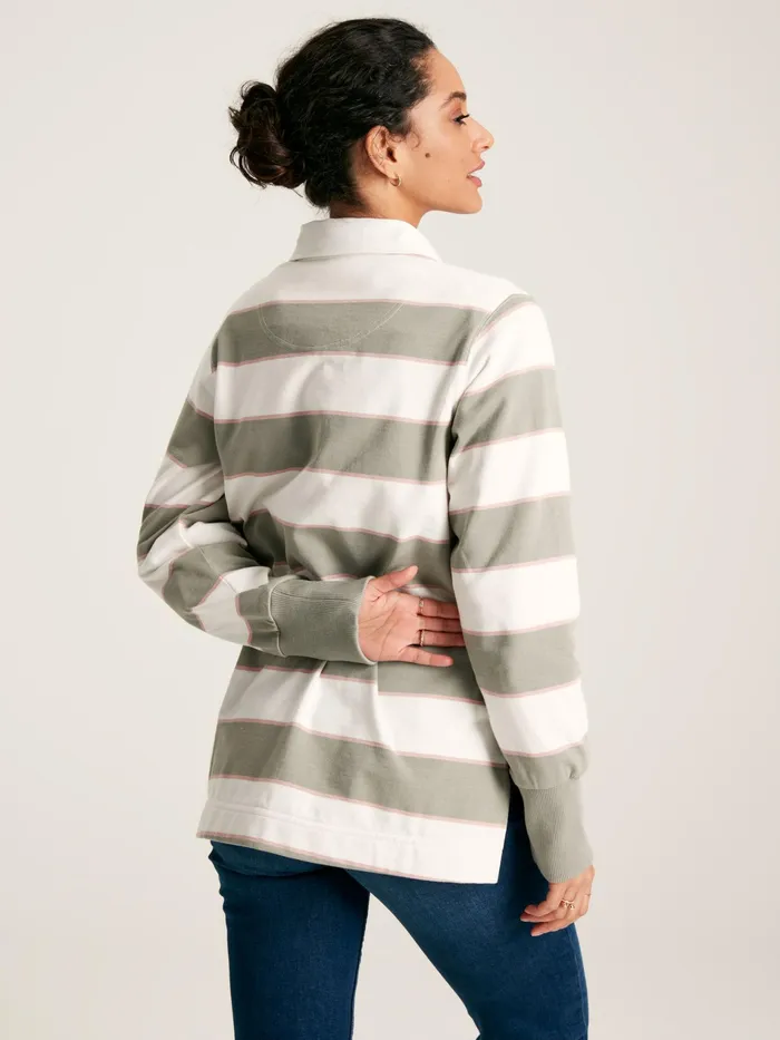 Joules Sammie 8211 GreenEcru Rugby Shirt Women Tops