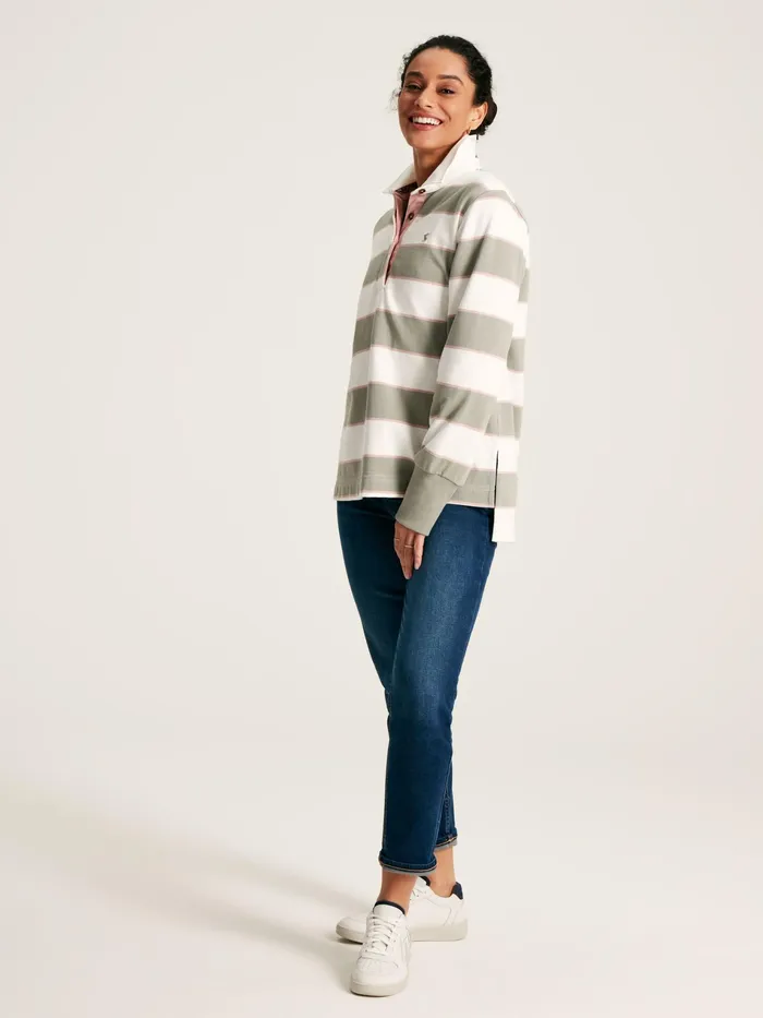 Joules Sammie 8211 GreenEcru Rugby Shirt Women Tops
